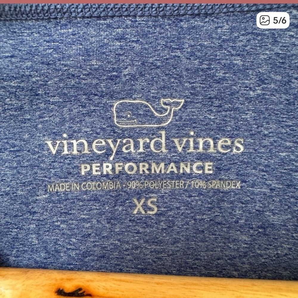 Women's Vineyard Vines Performance Long Sleeve Tee Blue XS Thumb Holes - Picture 7 of 8